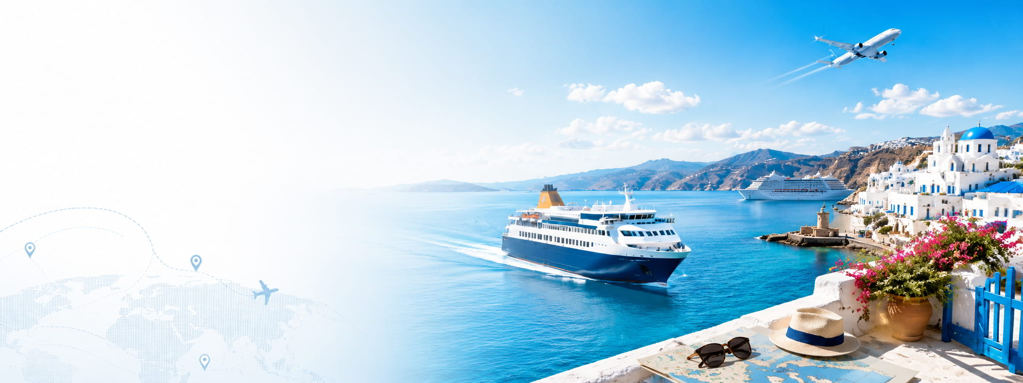Φωτογραφία με πλοίο, αεροπλάνο, νησιά και θάλασσα